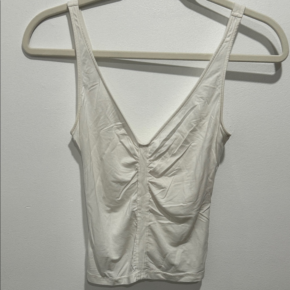 Free People Ivory V-Neck Ruched Camisole